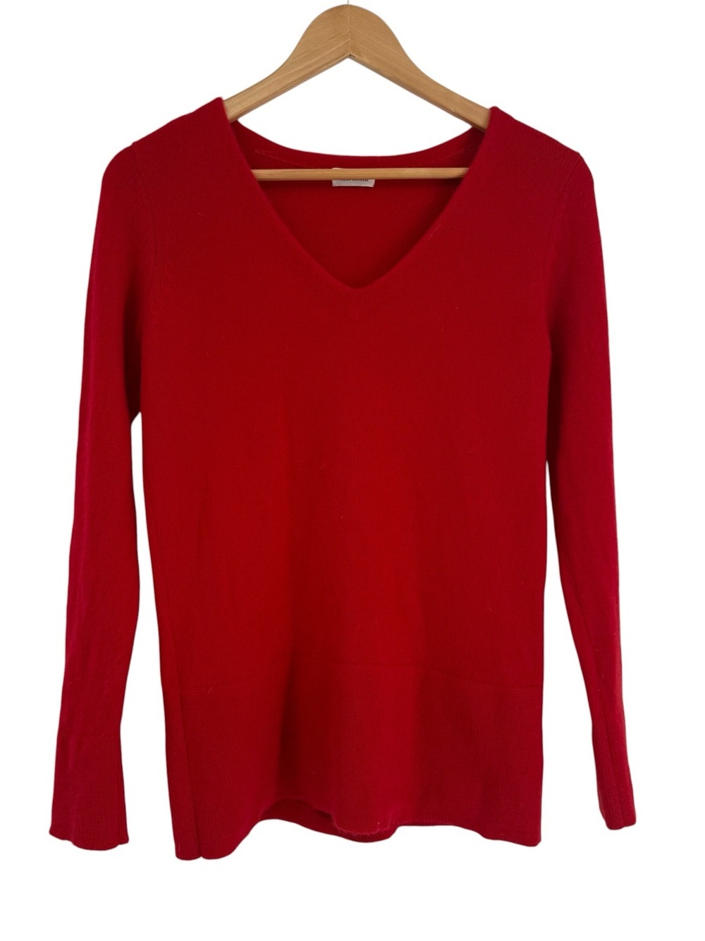 Club Monaco Women Red 100% Cashmere v-neck Long Sleeve Sweater Size Small